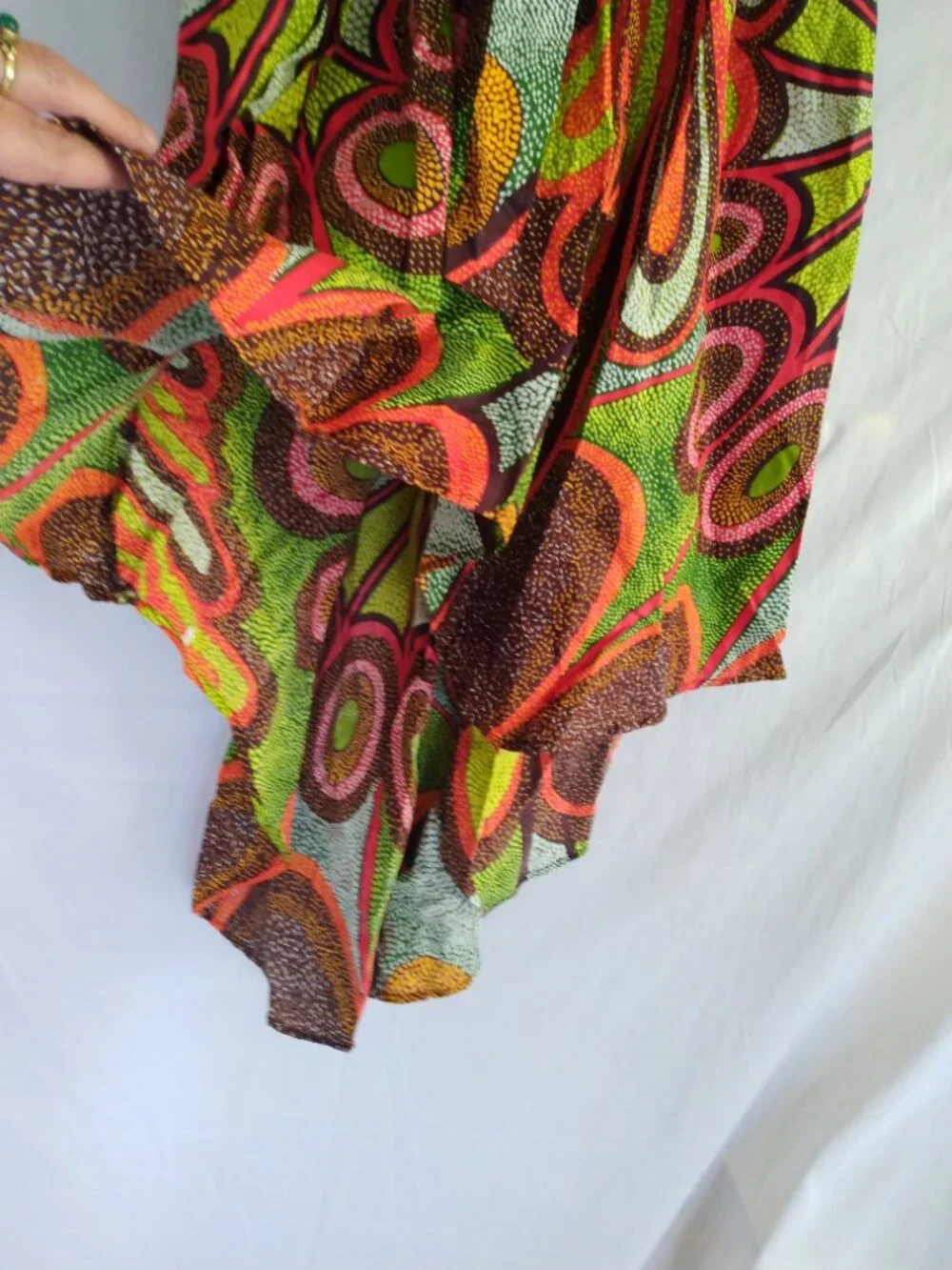 Whimsical Floral High Low Skirt XL Boho Festival Vibrant Art-to-Wear Artsy
